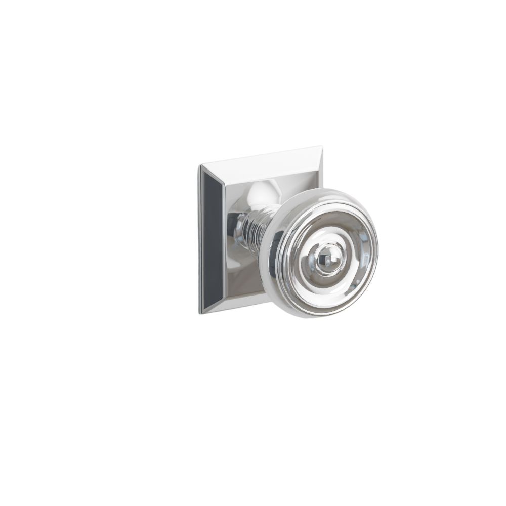 Emtek Door Handle - Waverly Knob Quincy Rosette - Classic Brass