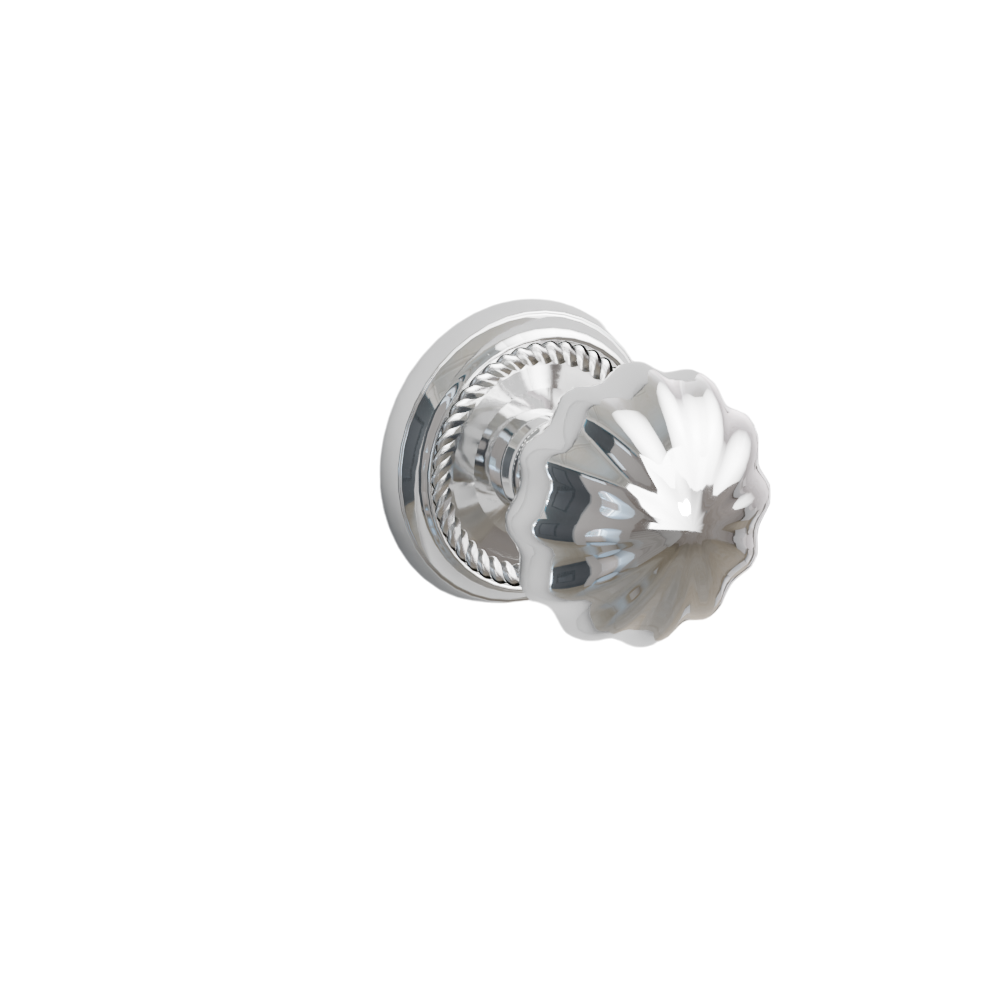 Emtek Door Handle - Melon Knob Rope Rosette - Classic Brass