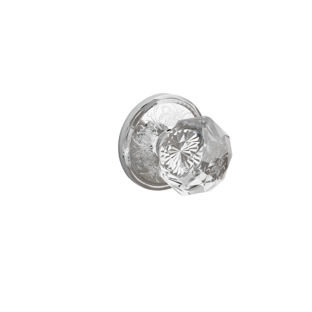 Emtek Door Handle - Diamond Knob Lancaster Rosette - Glass