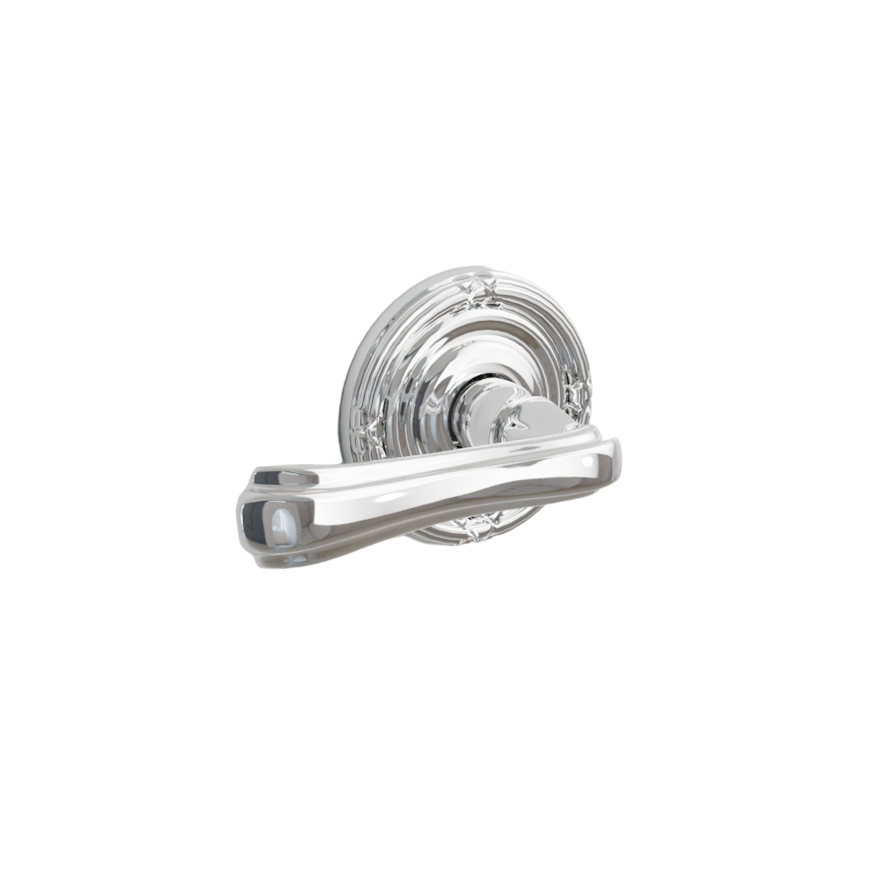 Emtek Door Handle - Wembley Lever Ribbon & Reed Rosette - Designer Brass