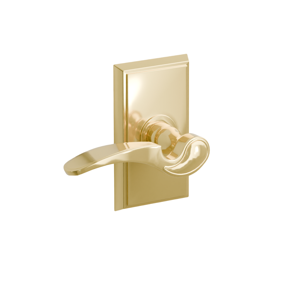 Emtek Door Handle - Coventry Lever Rectangular Rosette - Designer Brass