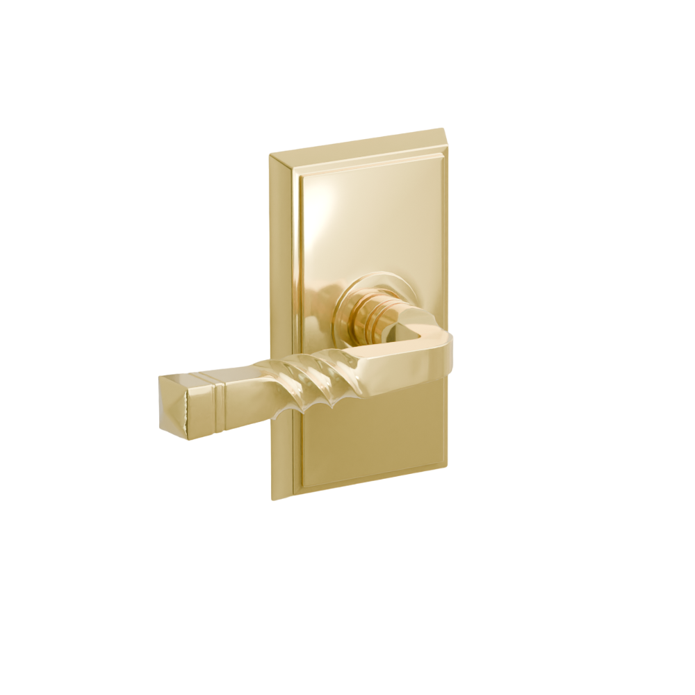 Emtek Door Handle - Santa Fe Lever Rectangular Rosette - Designer Brass
