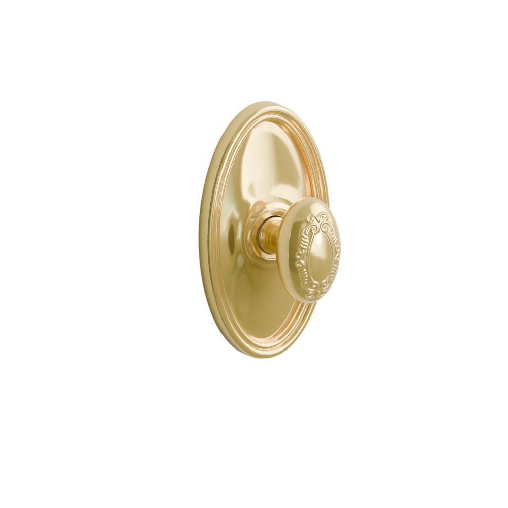 Emtek Door Handle - Victoria Knob Oval Rosette - Designer Brass