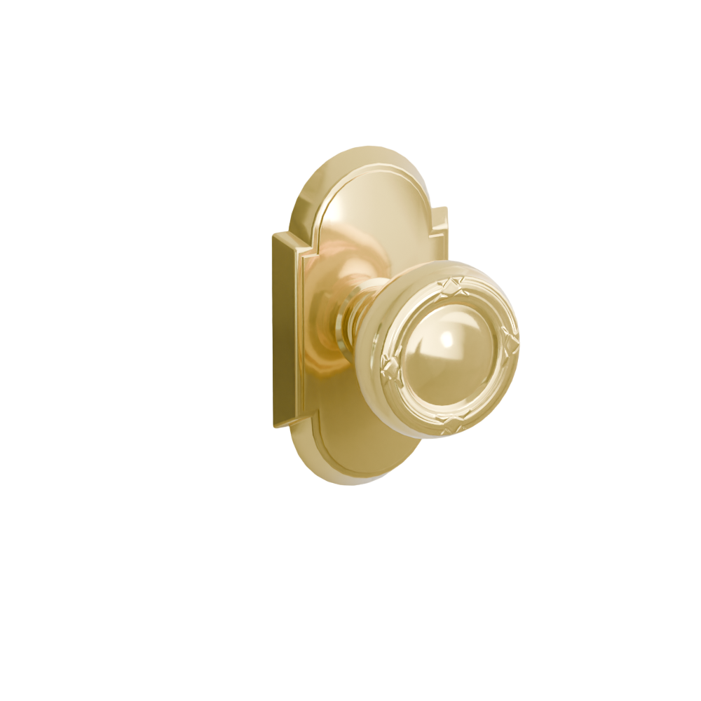 Emtek Door Handle - Ribbon & Reed Knob #8 Rosette - Designer Brass
