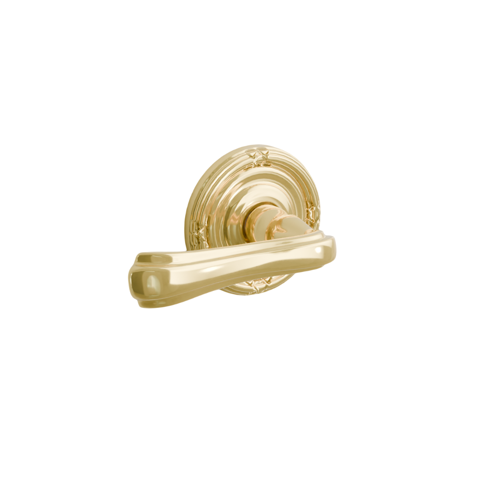 Emtek Door Handle - Wembley Lever Ribbon & Reed Rosette - Designer Brass