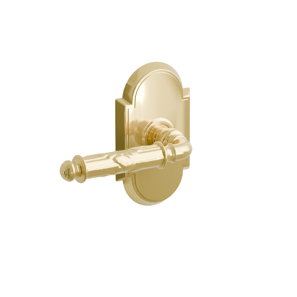 Emtek Door Handle - Ribbon & Reed Lever #8 Rosette - Designer Brass