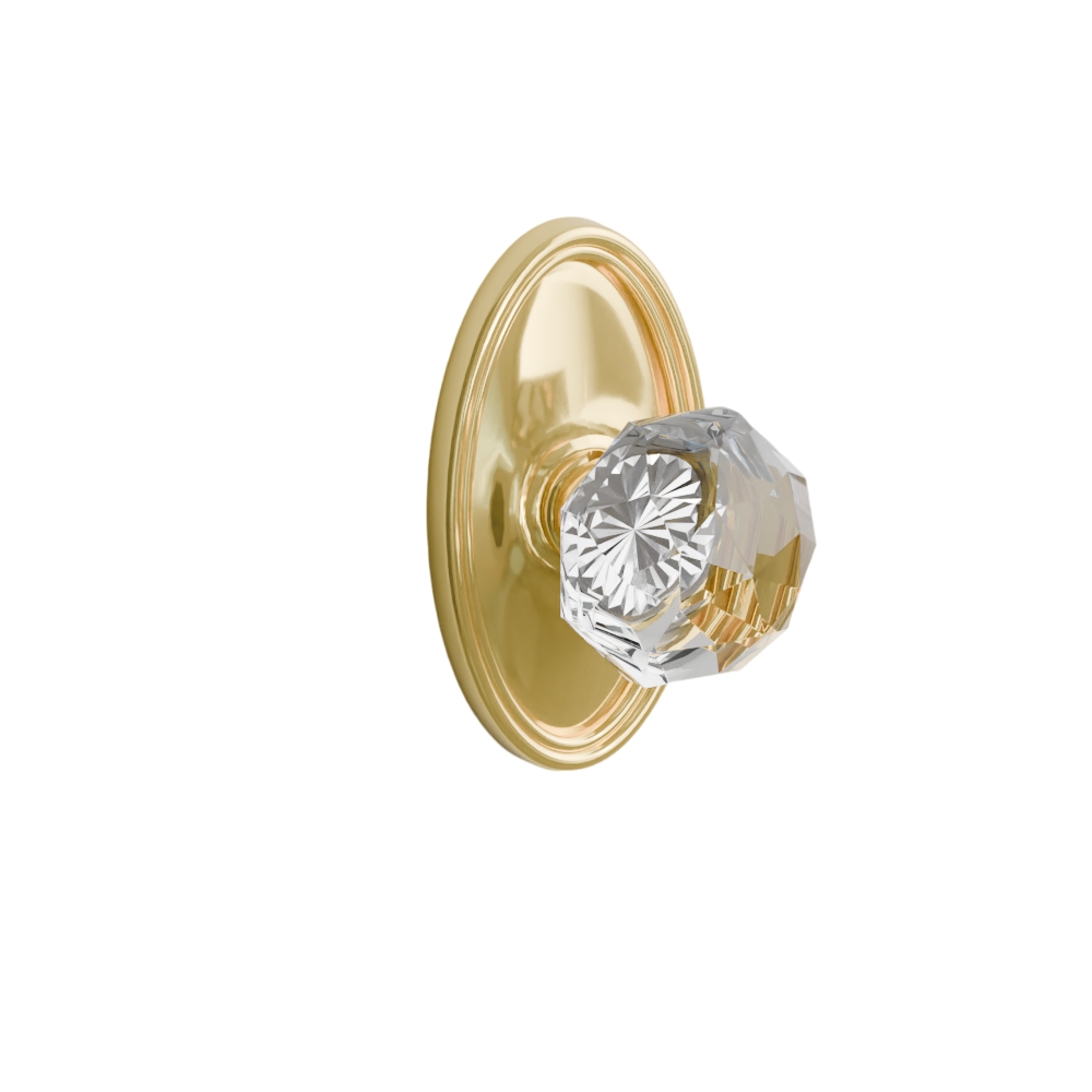 Emtek Door Handle - Diamond Knob Oval Rosette - Glass
