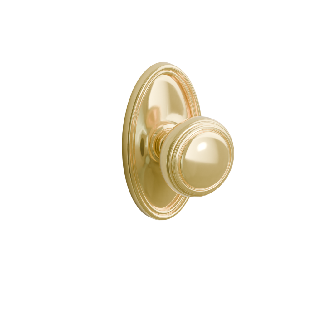 Emtek Door Handle - Norwich Knob Oval Rosette - Classic Brass