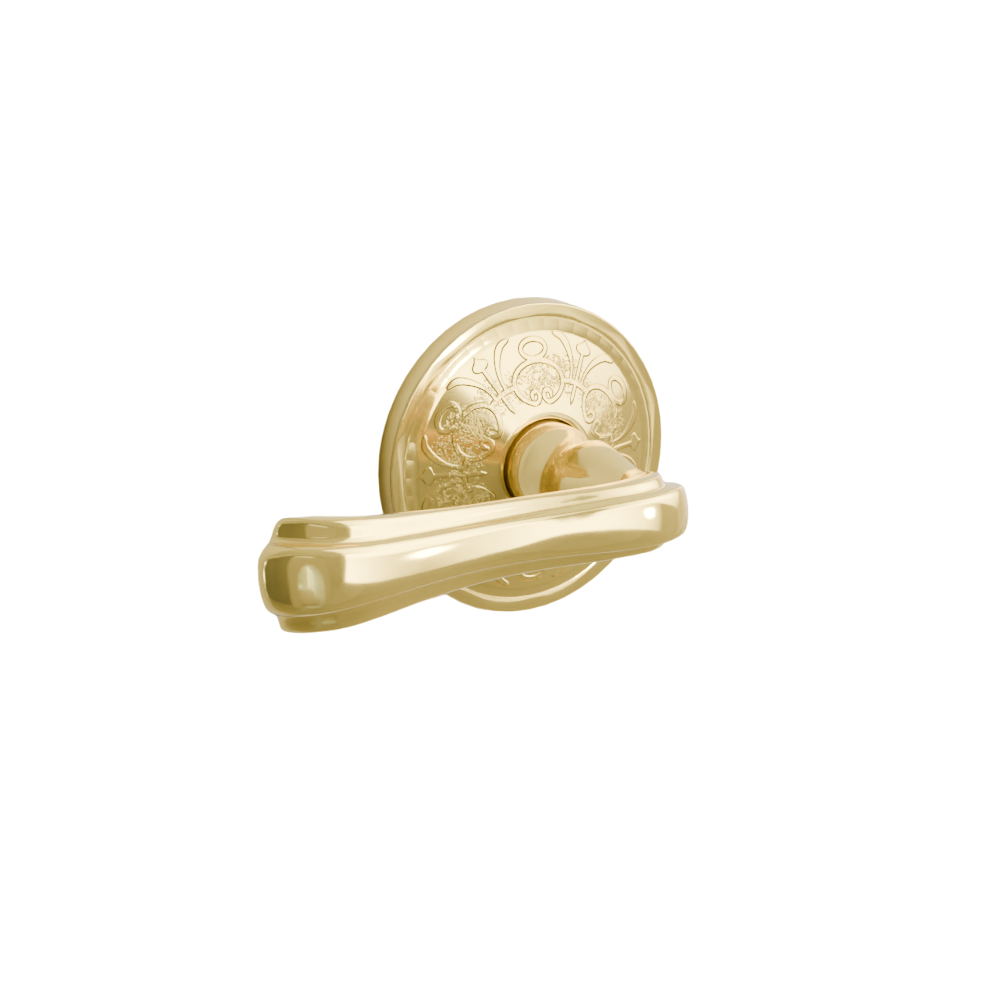 Emtek Door Handle - Wembley Lever Lancaster Rosette - Designer Brass