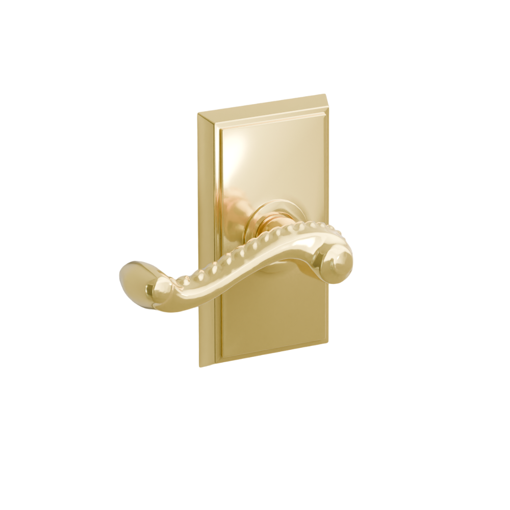 Emtek Door Handle - Rope Lever Rectangular Rosette - Designer Brass