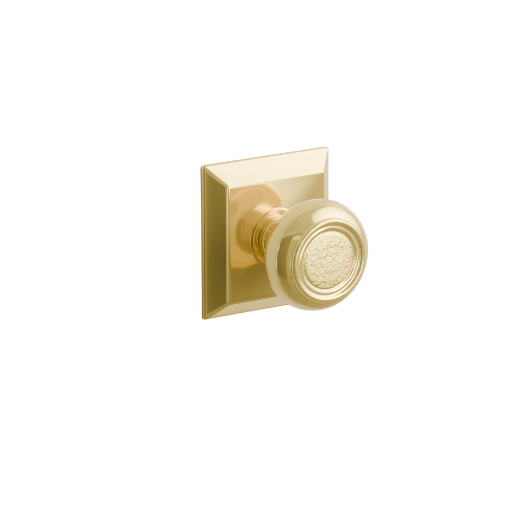 Emtek Door Handle - Belmont Knob Quincy Rosette - Designer Brass
