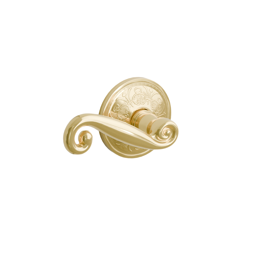 Emtek Door Handle - Rustic Lever Lancaster Rosette - Designer Brass