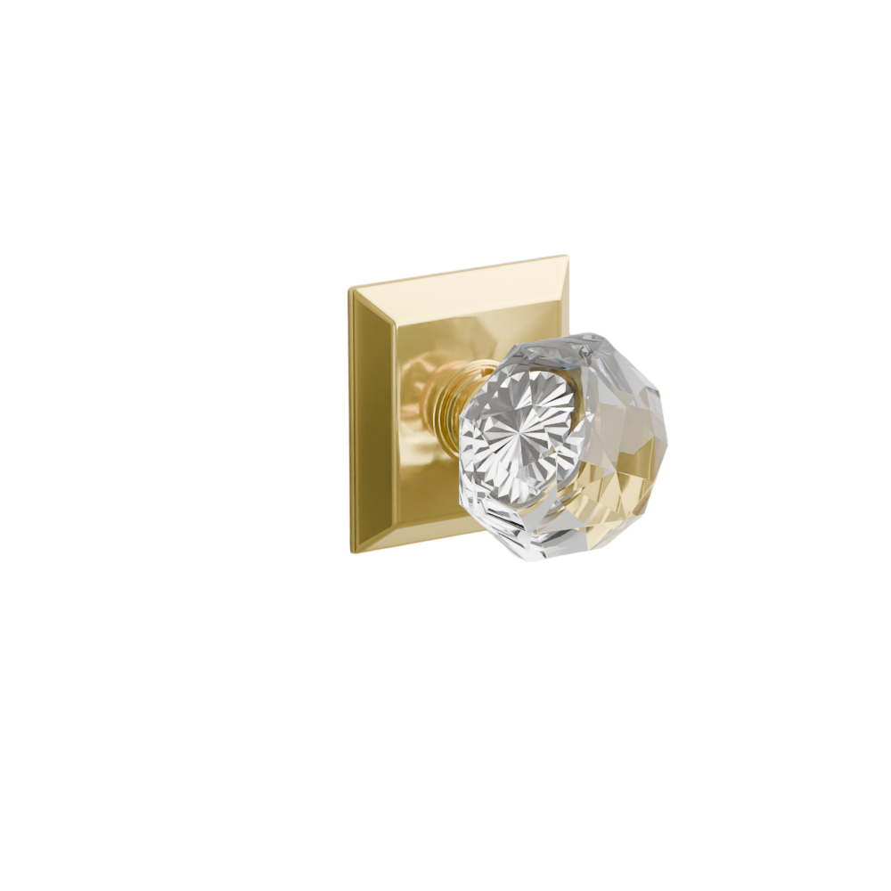 Emtek Door Handle - Diamond Knob Quincy Rosette - Glass
