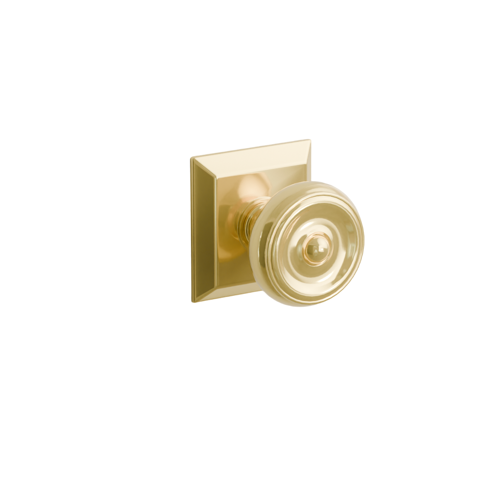 Emtek Door Handle - Waverly Knob Quincy Rosette - Classic Brass