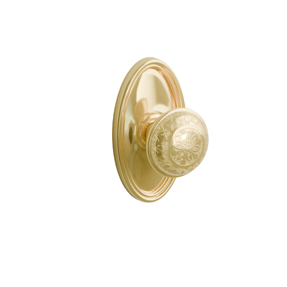 Emtek Door Handle - Lancaster Knob Oval Rosette - Designer Brass