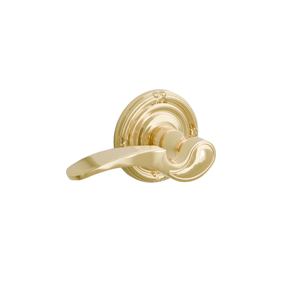 Emtek Door Handle - Coventry Lever Ribbon & Reed Rosette - Designer Brass