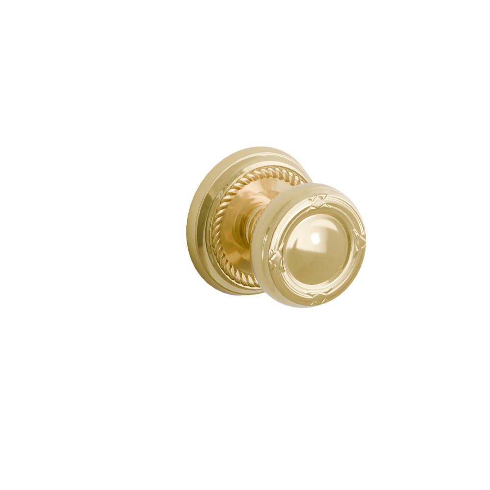 Emtek Door Handle - Ribbon & Reed Knob Rope Rosette - Designer Brass
