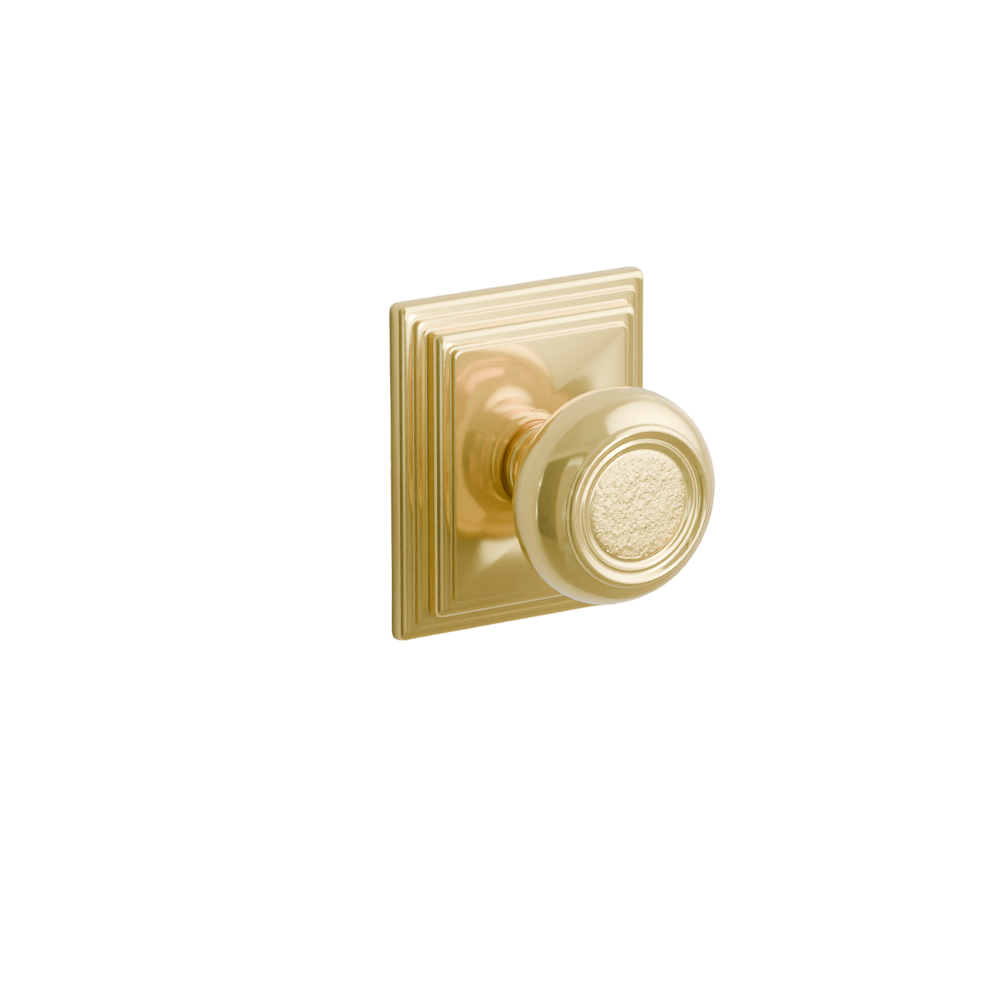 Emtek Door Handle - Belmont Knob Wilshire Rosette - Designer Brass