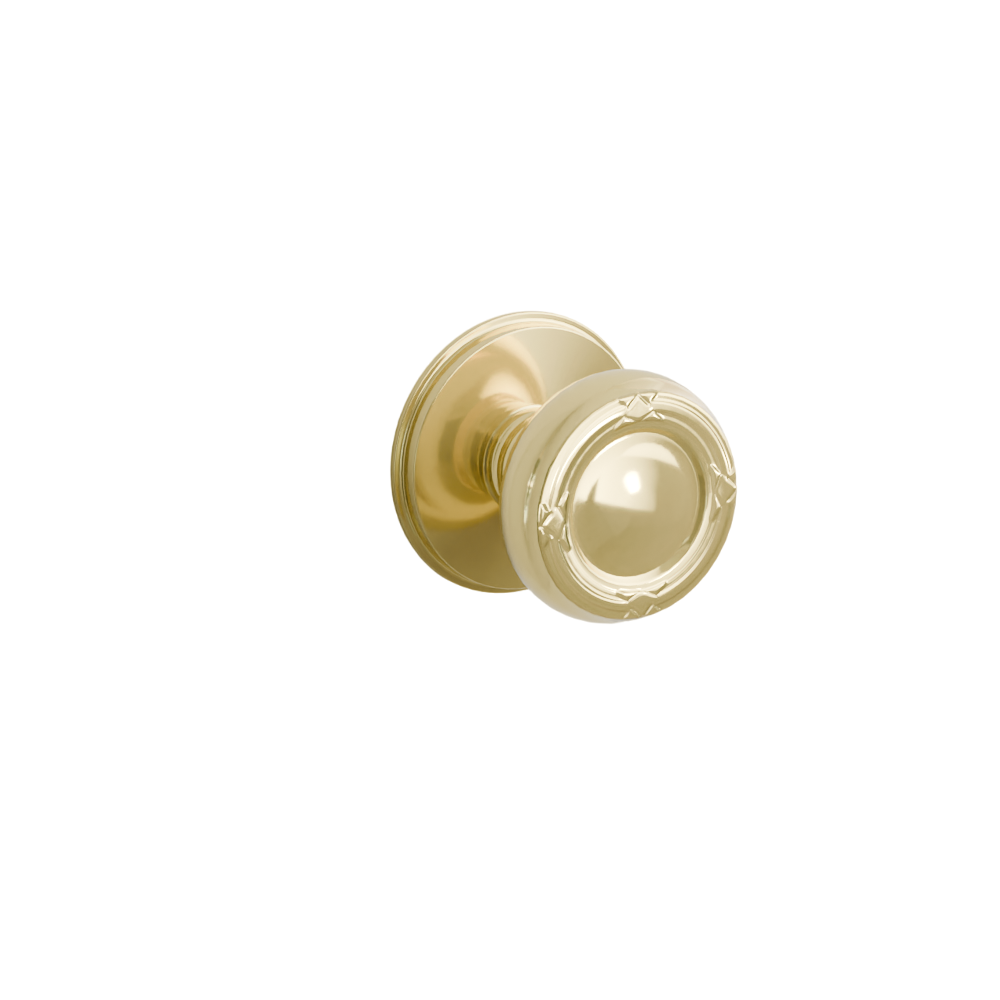 Emtek Door Handle - Ribbon & Reed Knob Watford Rosette - Designer Brass