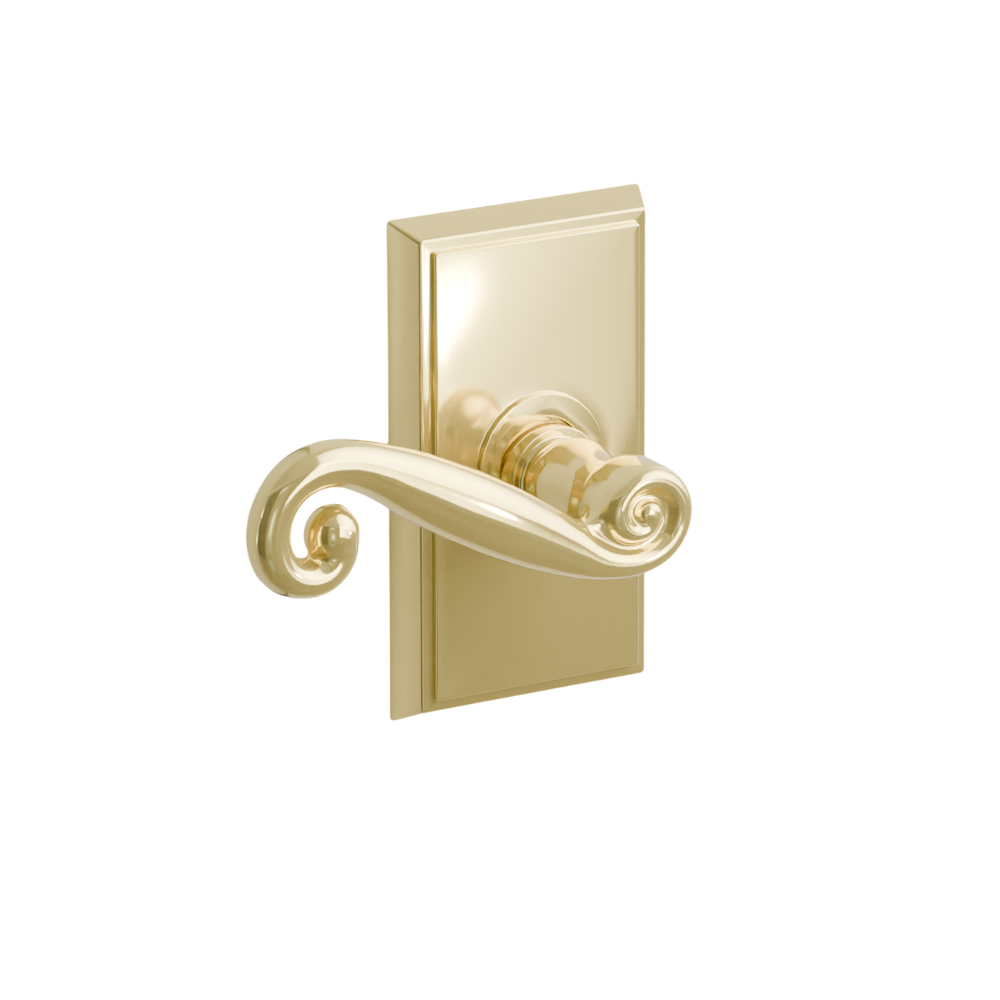 Emtek Door Handle - Rustic Lever Rectangular Rosette - Designer Brass