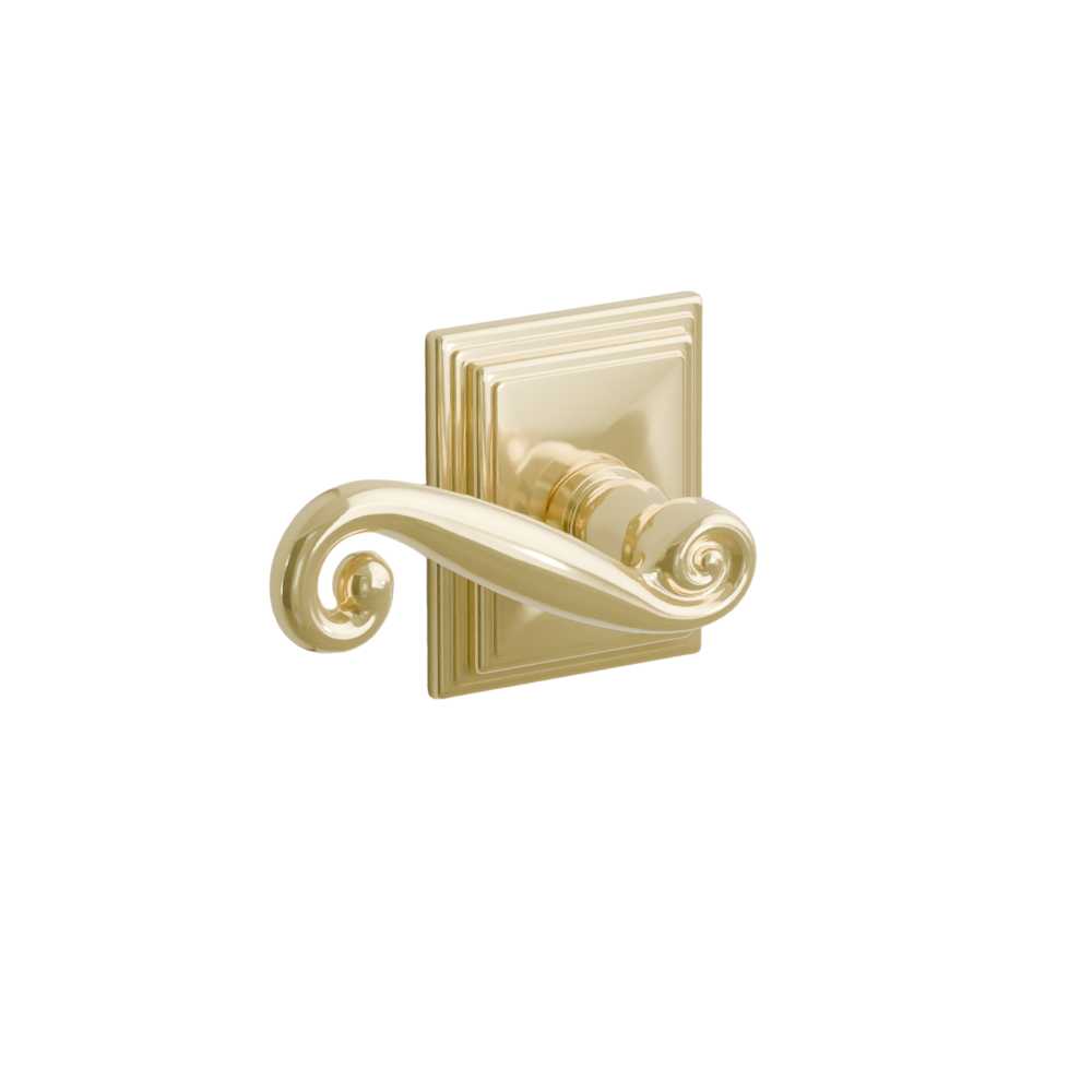 Emtek Door Handle - Rustic Lever Wilshire Rosette - Designer Brass
