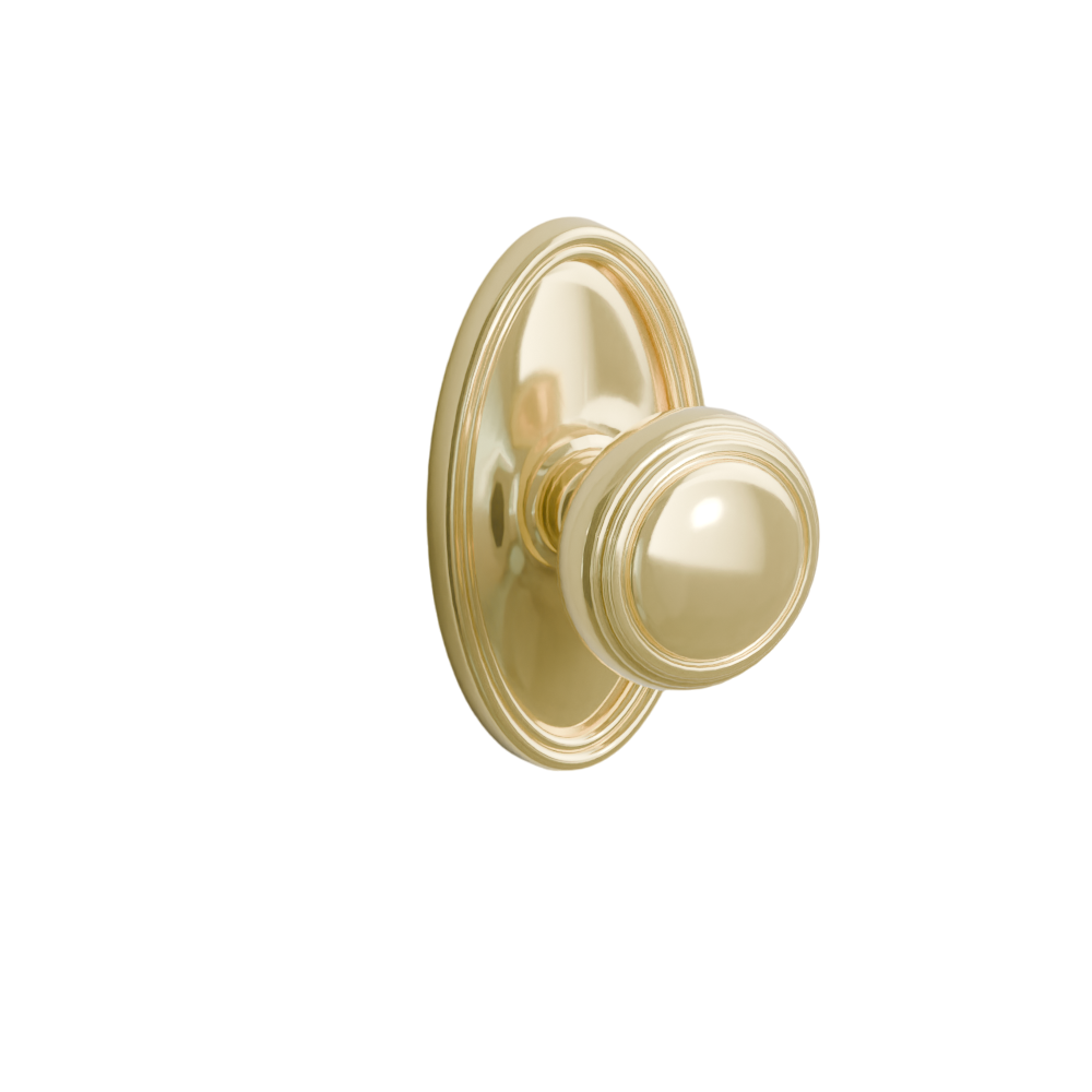 Emtek Door Handle - Norwich Knob Oval Rosette - Classic Brass