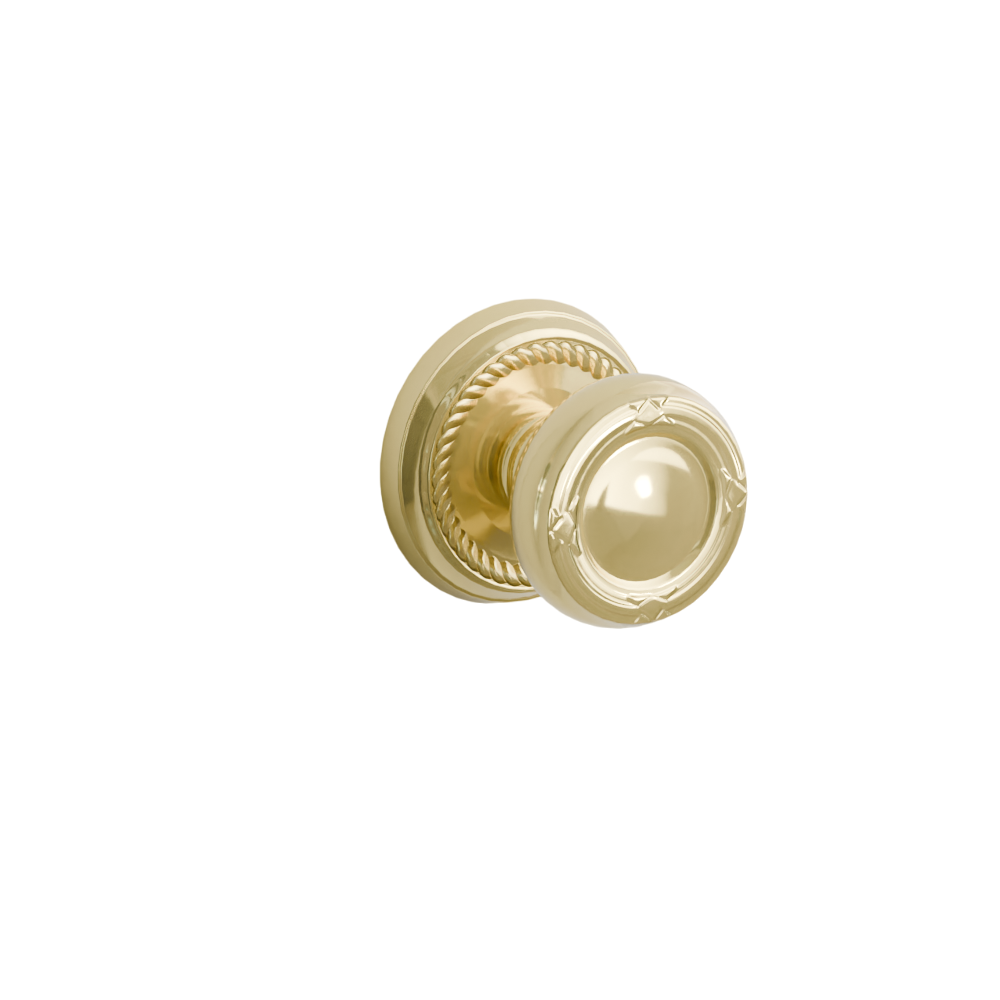 Emtek Door Handle - Ribbon & Reed Knob Rope Rosette - Designer Brass