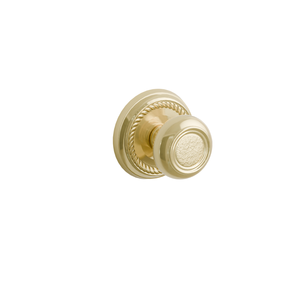 Emtek Door Handle - Belmont Knob Rope Rosette - Designer Brass