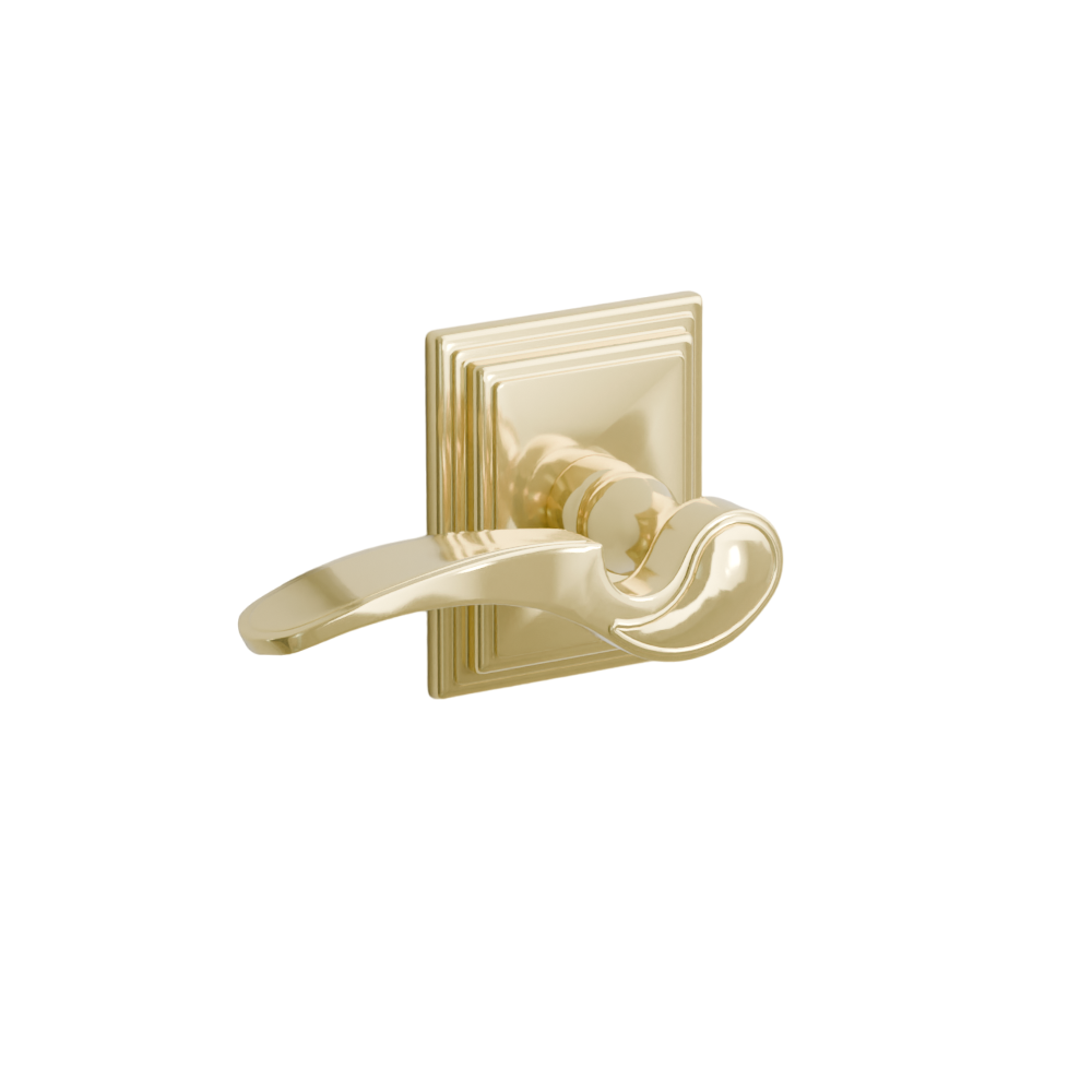 Emtek Door Handle - Coventry Lever Wilshire Rosette - Designer Brass