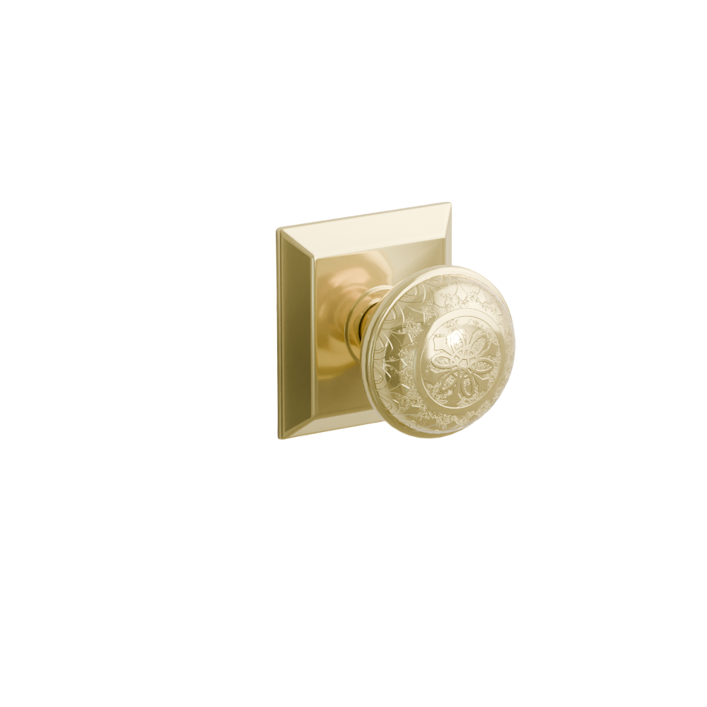 Emtek Door Handle - Lancaster Knob Quincy Rosette - Designer Brass