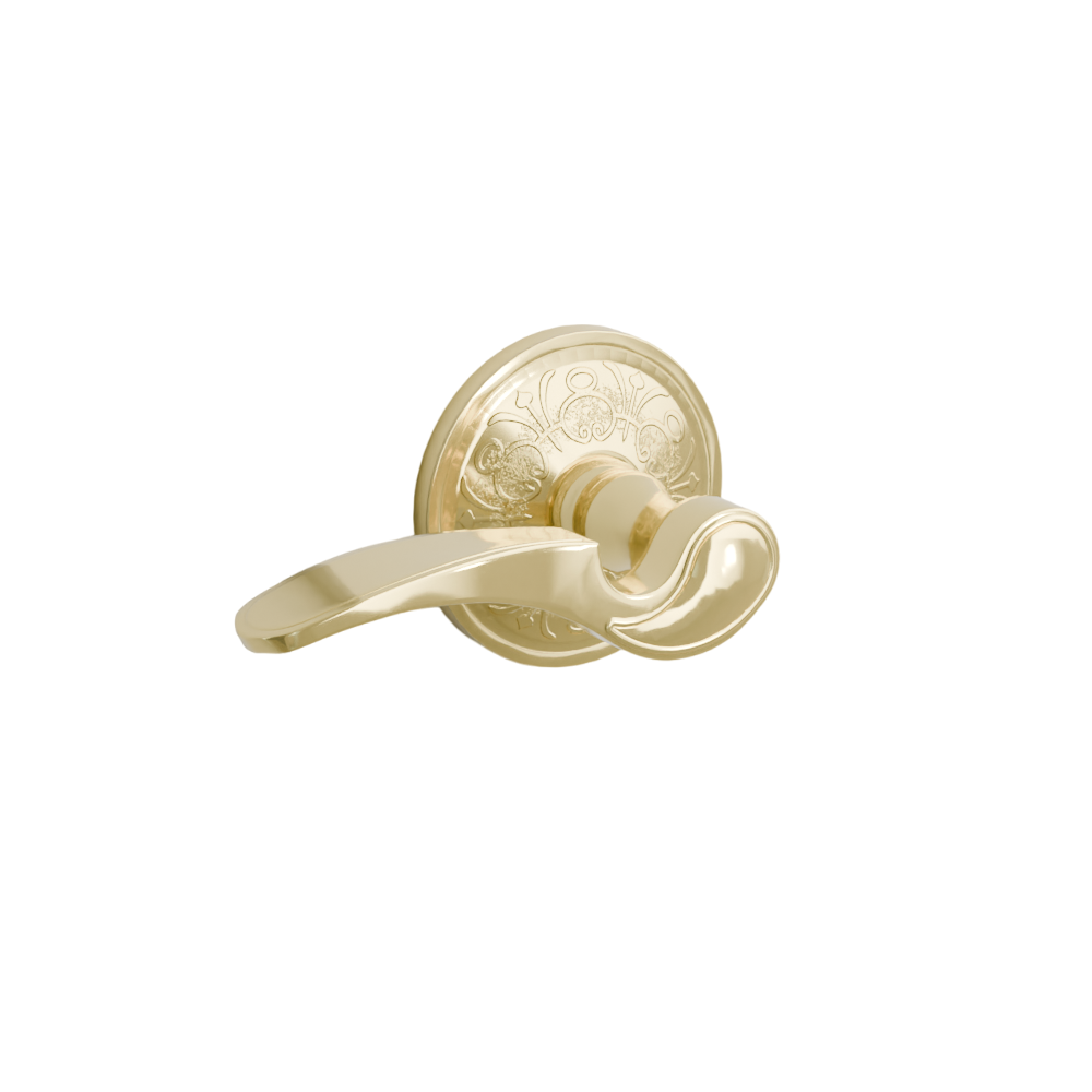 Emtek Door Handle - Coventry Lever Lancaster Rosette - Designer Brass