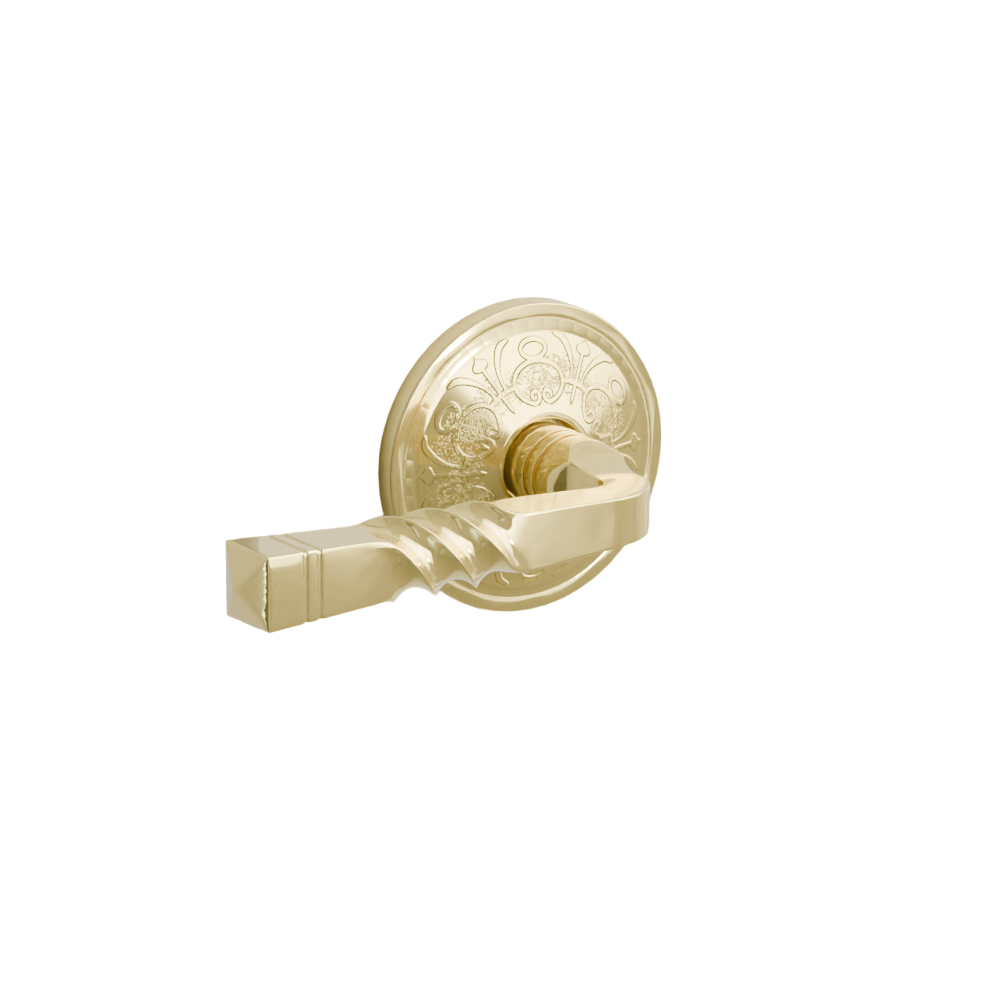 Emtek Door Handle - Santa Fe Lever Lancaster Rosette - Designer Brass