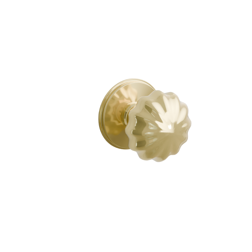 Emtek Door Handle - Melon Knob Watford Rosette - Classic Brass
