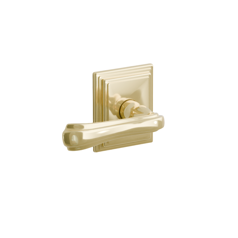 Emtek Door Handle - Wembley Lever Wilshire Rosette - Designer Brass