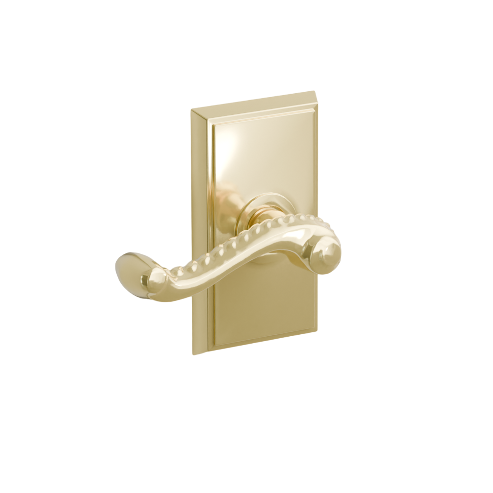 Emtek Door Handle - Rope Lever Rectangular Rosette - Designer Brass