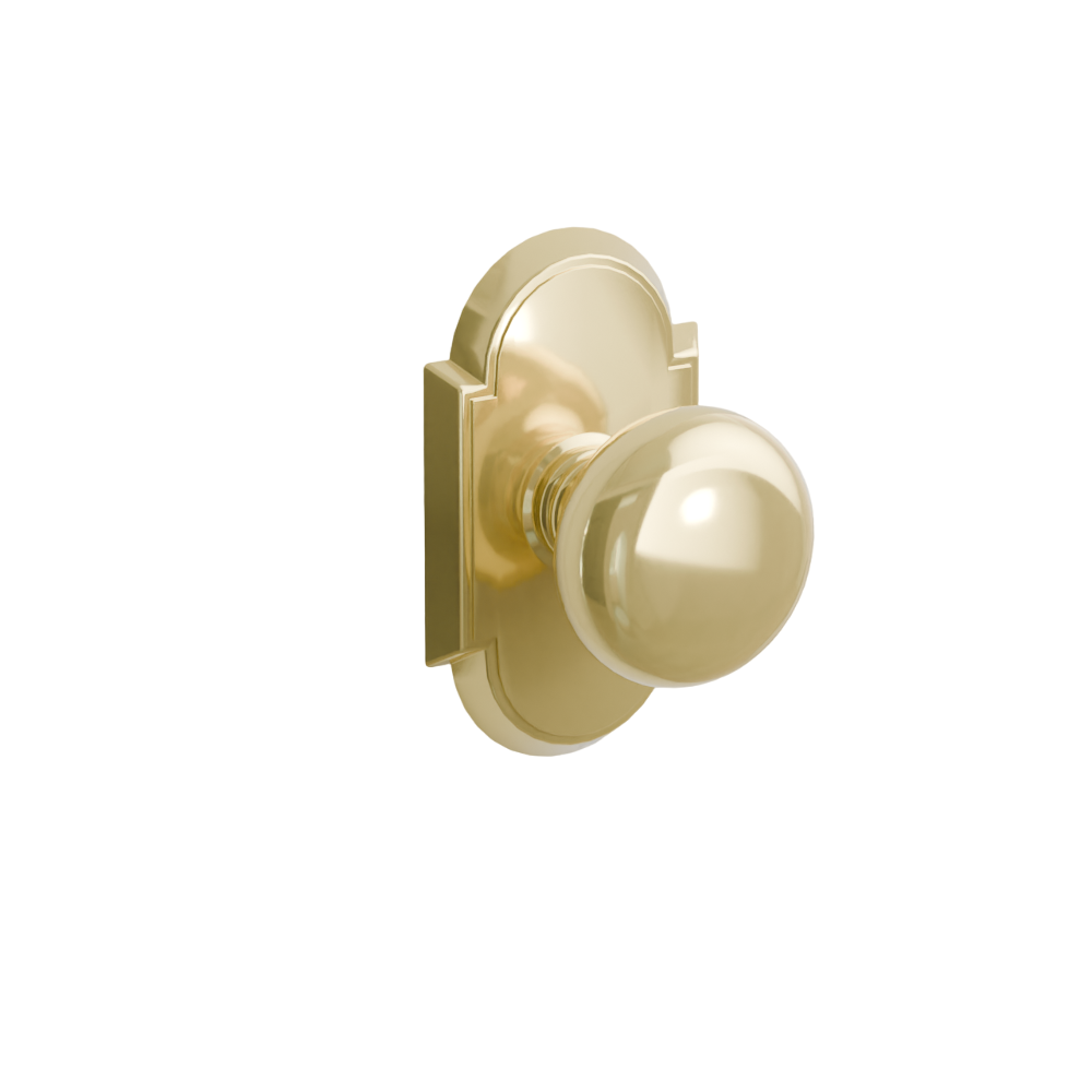 Emtek Door Handle - Providence Knob #8 Rosette - Classic Brass