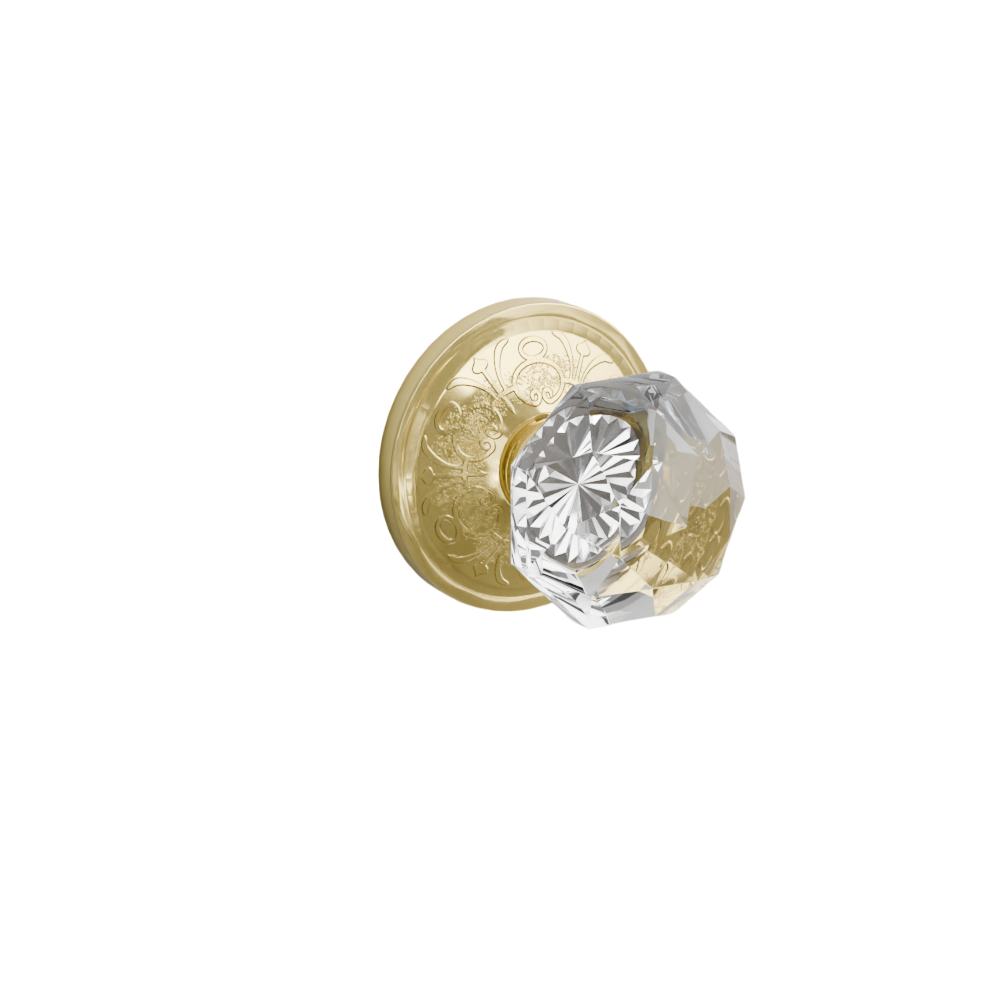 Emtek Door Handle - Diamond Knob Lancaster Rosette - Glass