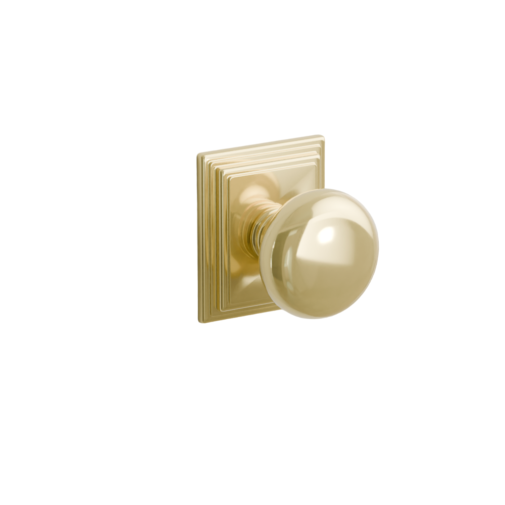 Emtek Door Handle - Providence Knob Wilshire Rosette - Classic Brass