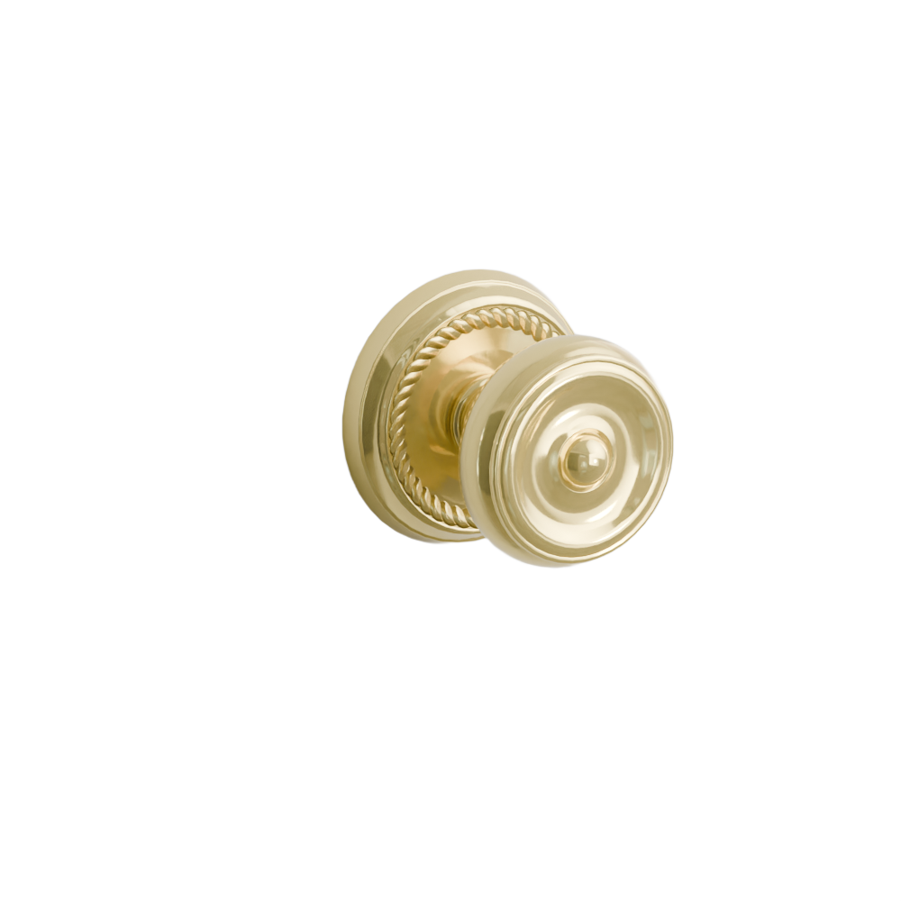 Emtek Door Handle - Waverly Knob Rope Rosette - Classic Brass