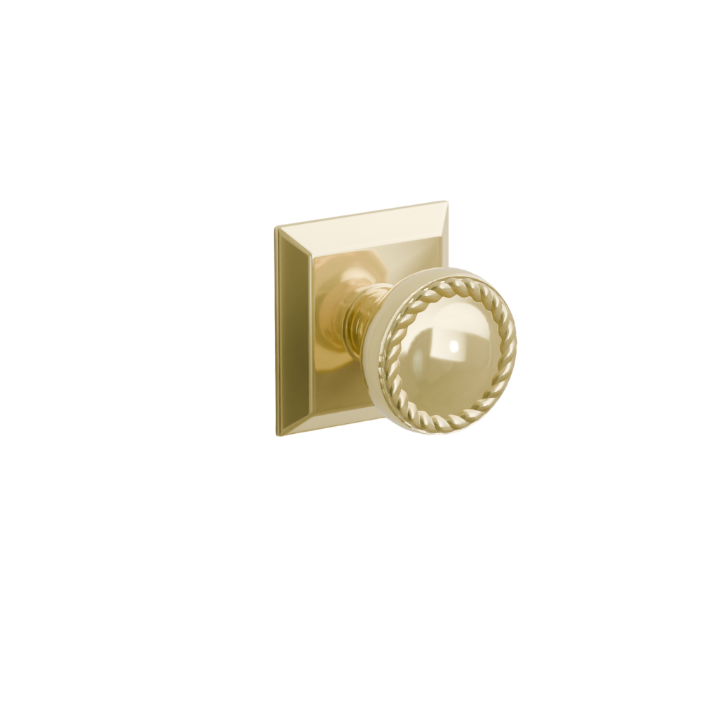 Emtek Door Handle - Rope Knob Quincy Rosette - Designer Brass