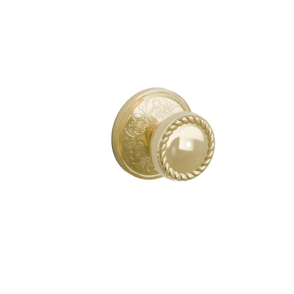 Emtek Door Handle - Rope Knob Lancaster Rosette - Designer Brass