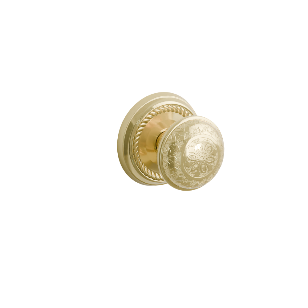 Emtek Door Handle - Lancaster Knob Rope Rosette - Designer Brass