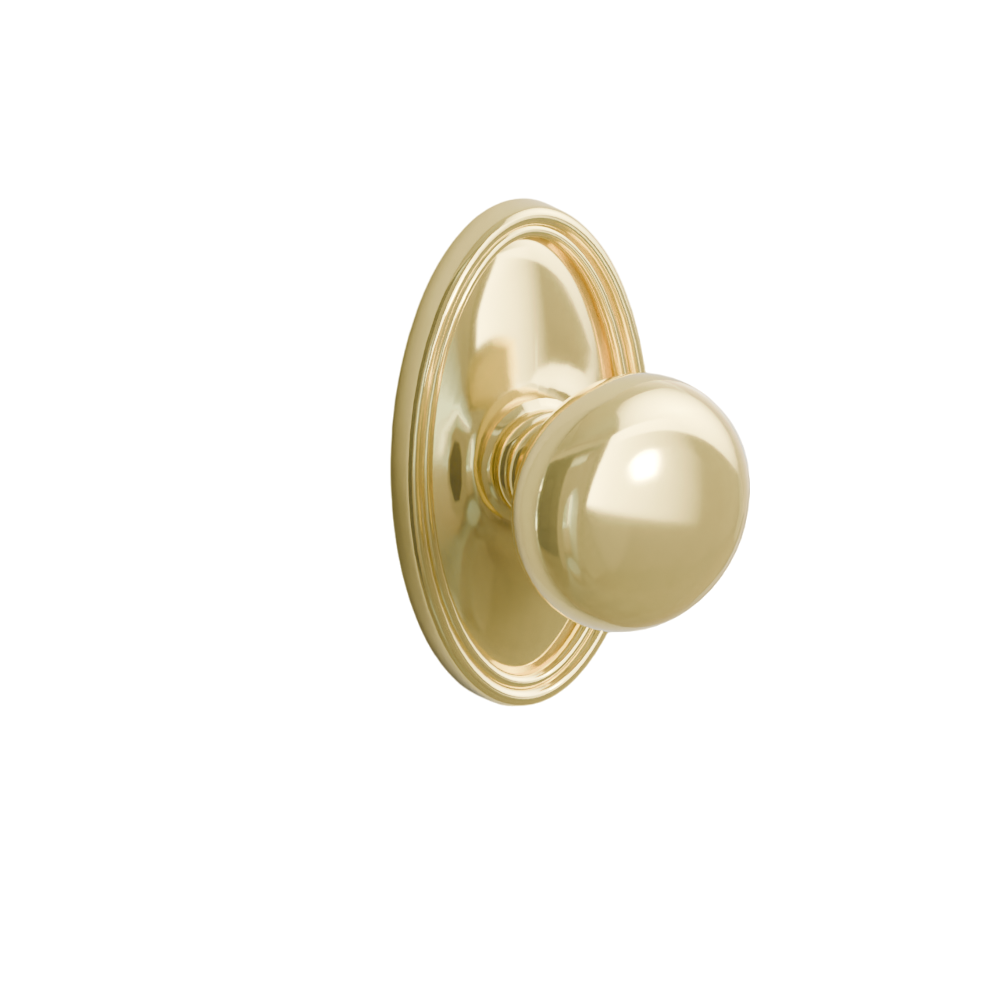 Emtek Door Handle - Providence Knob Oval Rosette - Classic Brass