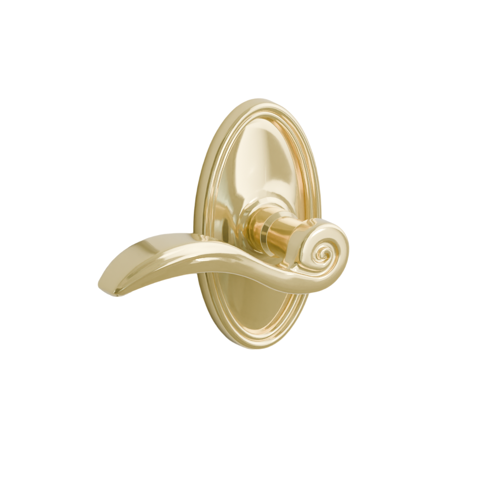 Emtek Door Handle - Elan Lever Oval Rosette - Designer Brass