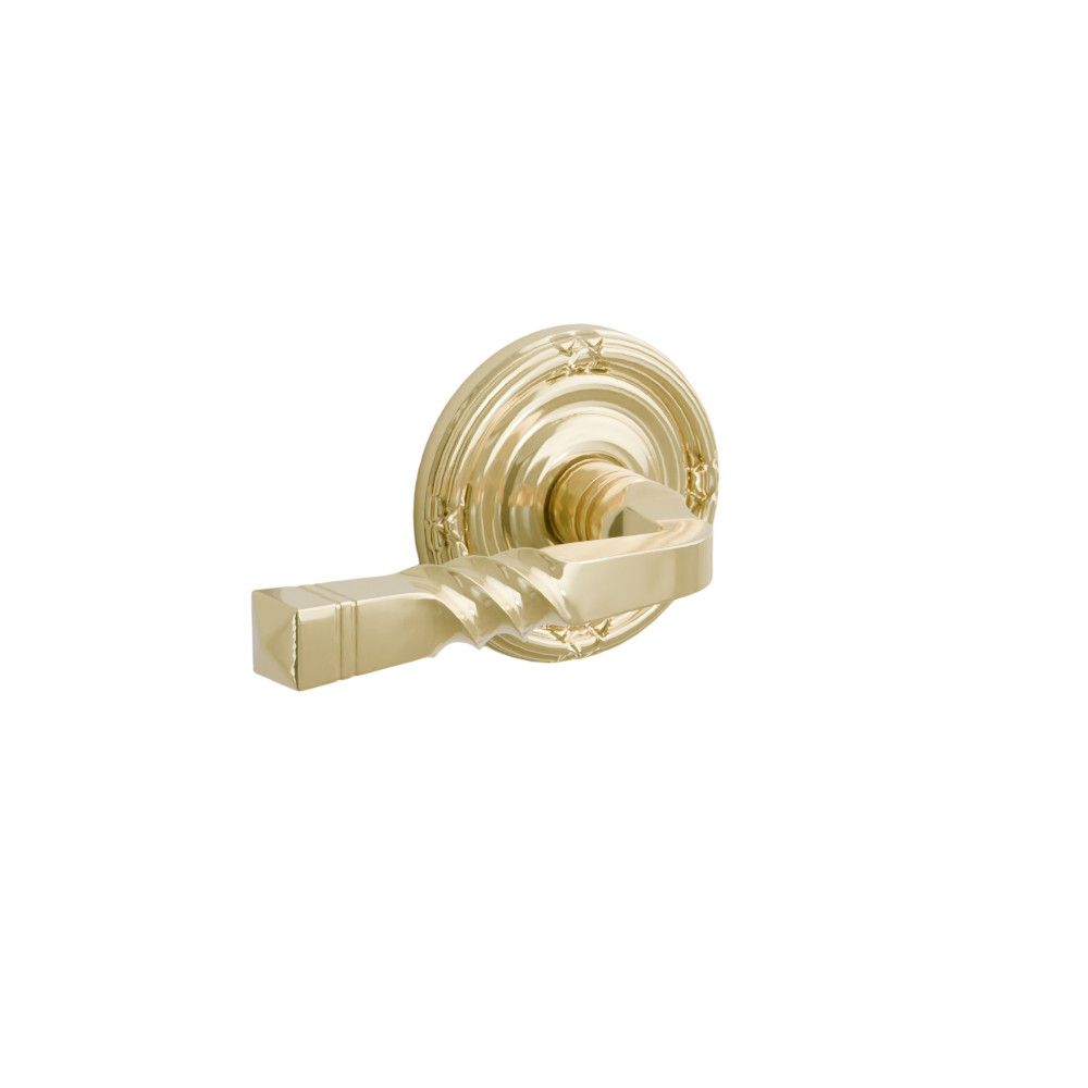 Emtek Door Handle - Santa Fe Lever Ribbon & Reed Rosette - Designer Brass