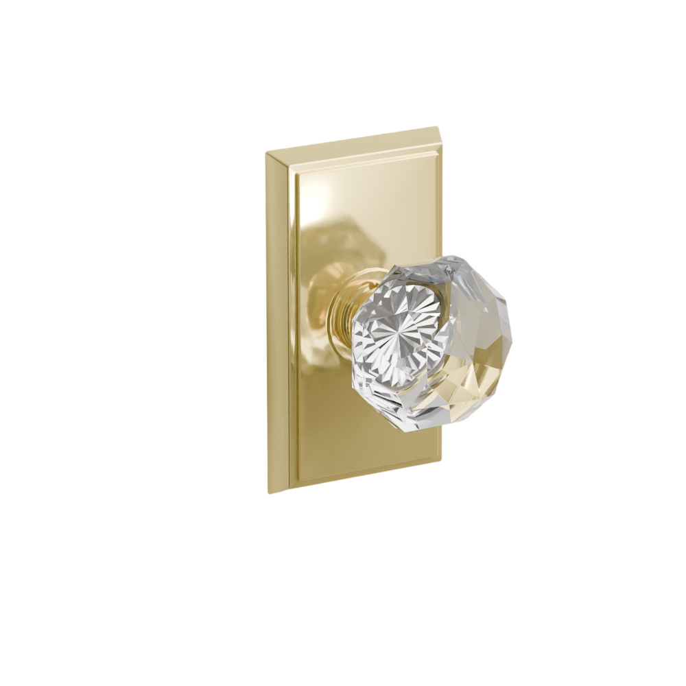 Emtek Door Handle - Diamond Knob Rectangular Rosette - Glass