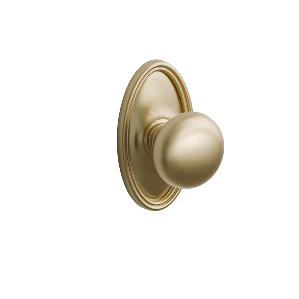 Emtek Door Handle - Providence Knob Oval Rosette - Classic Brass