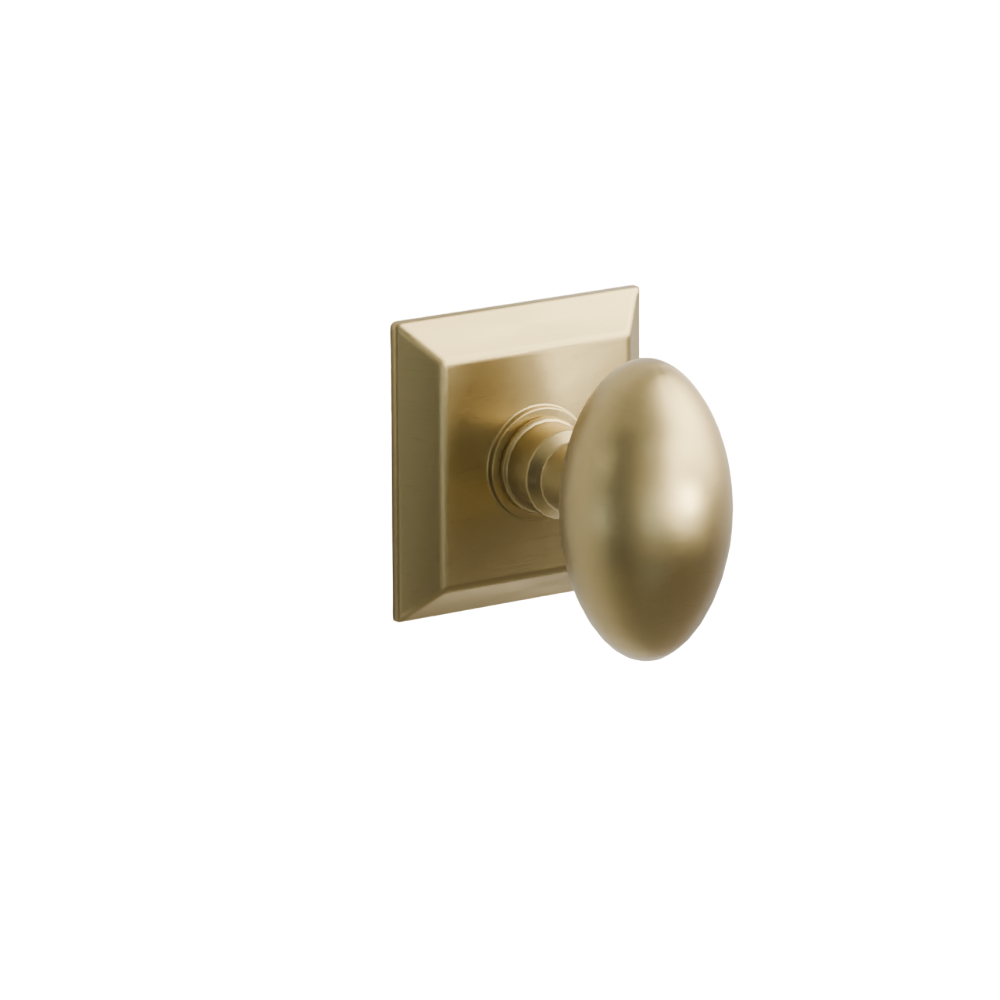 Emtek Door Handle - Egg Knob Quincy Rosette - Classic Brass