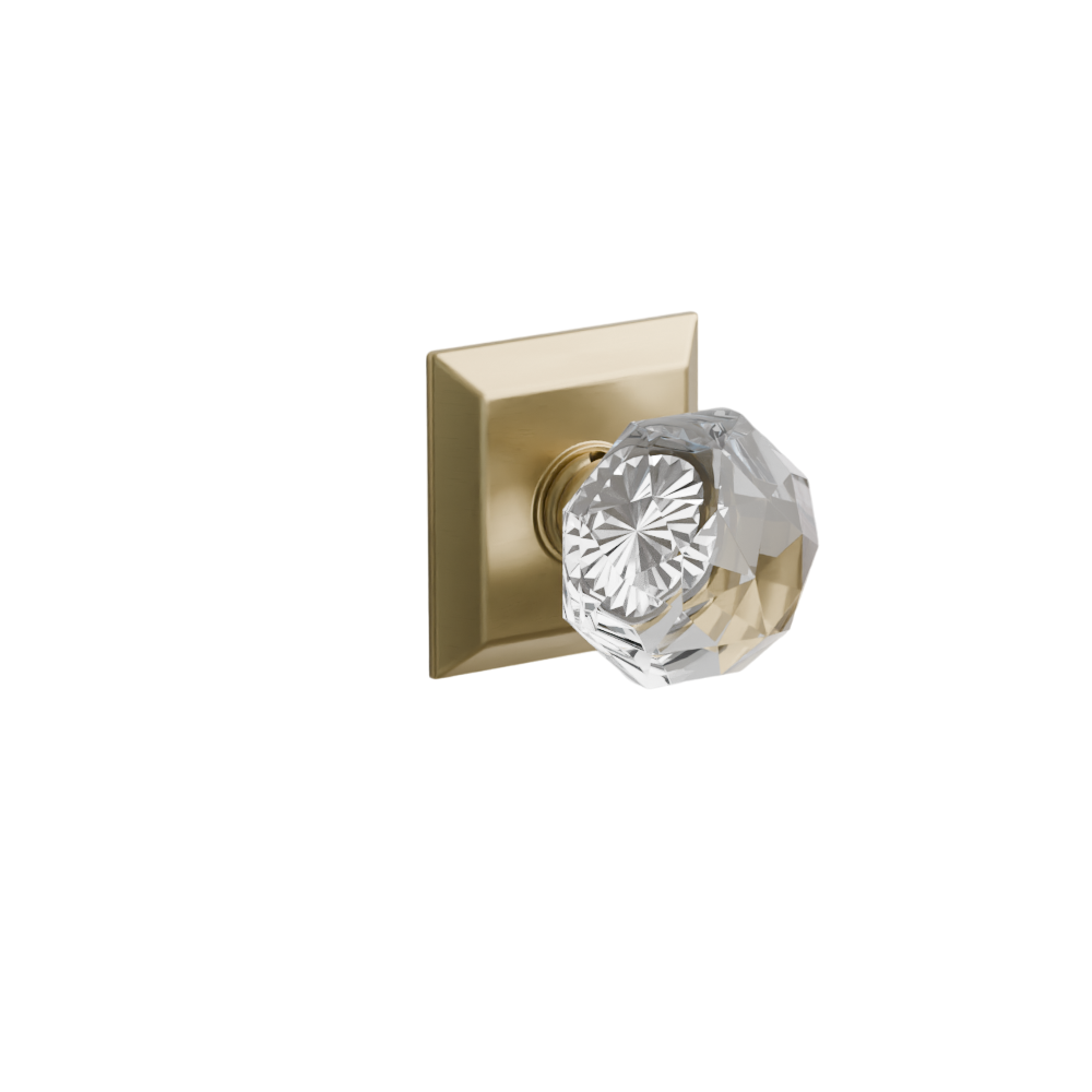 Emtek Door Handle - Diamond Knob Quincy Rosette - Glass