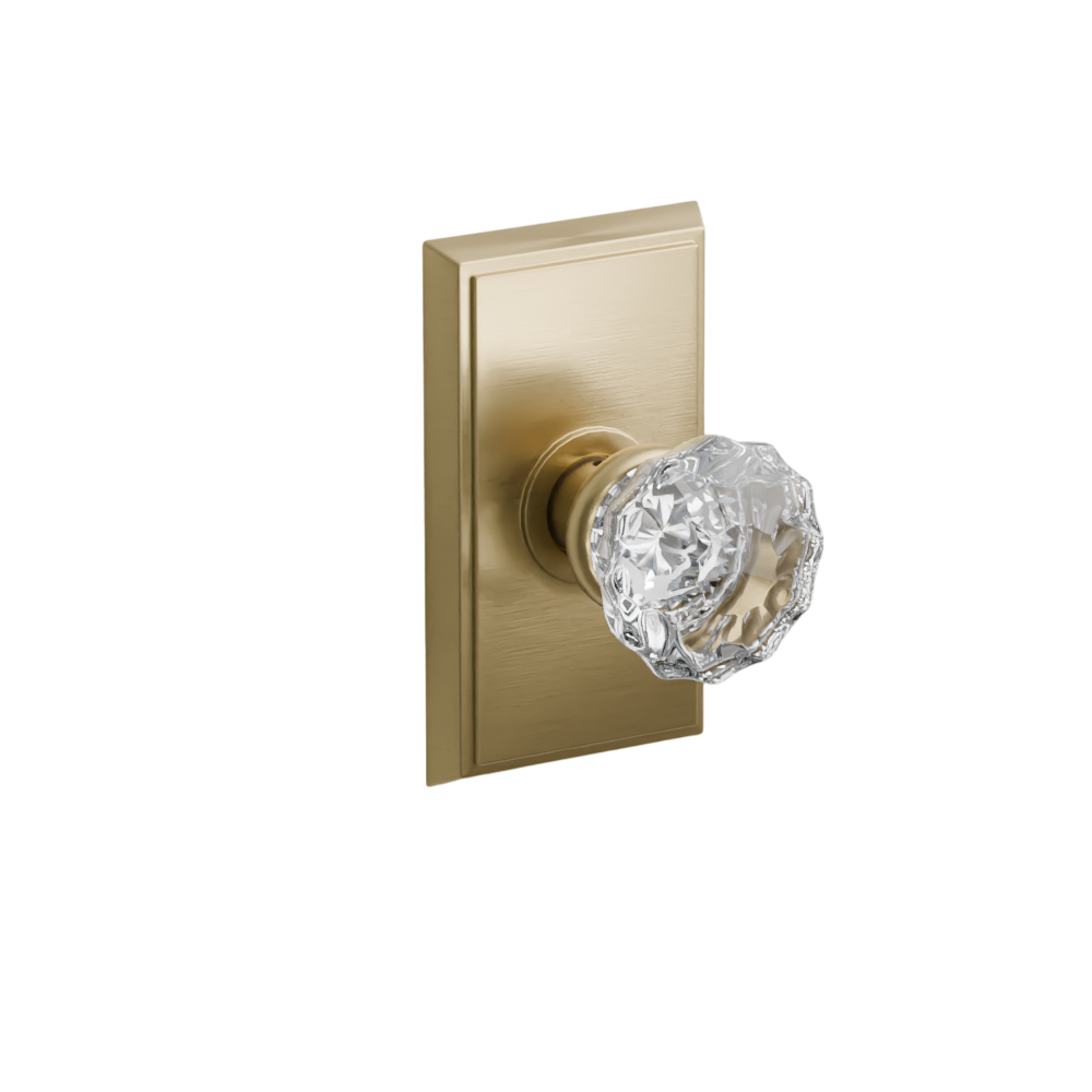 Emtek Door Handle - Astoria Knob Rectangular Rosette - Glass